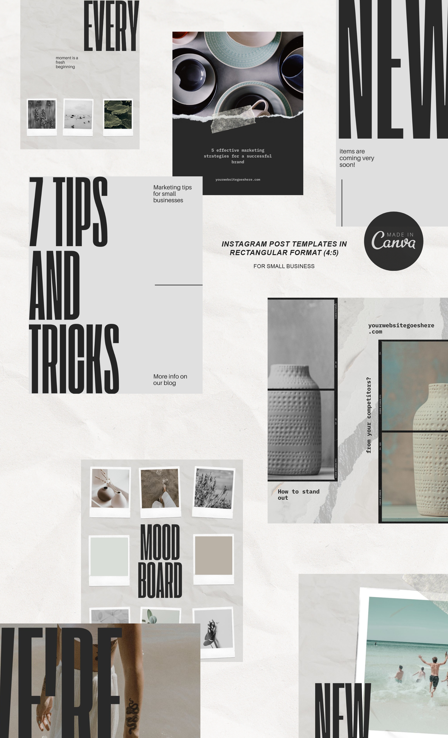 Customizable Instagram rectangle templates for fashion, lifestyle, travel, and more