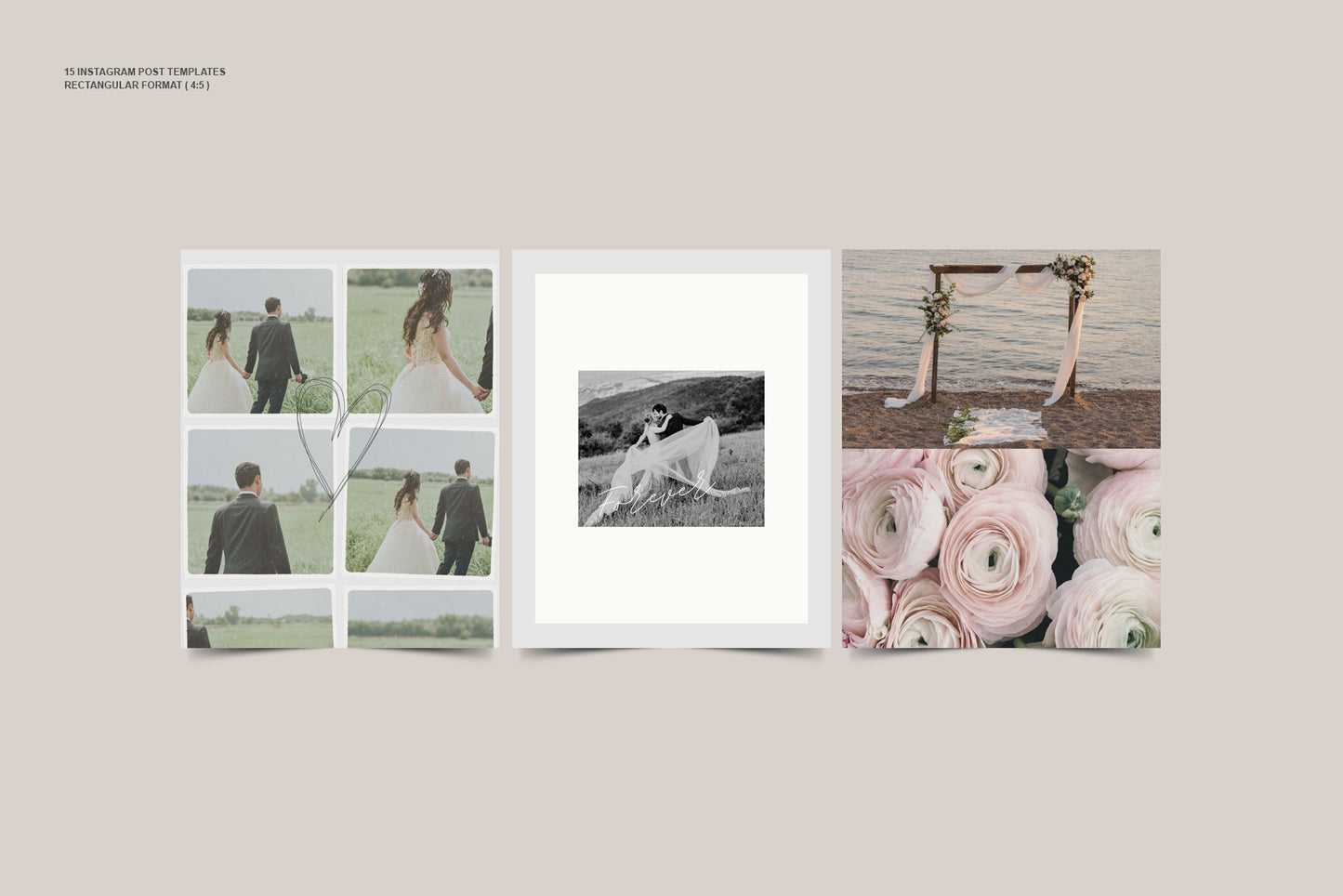 Luxury wedding Canva Instagram post 4:5 vertical templates for boutique owners