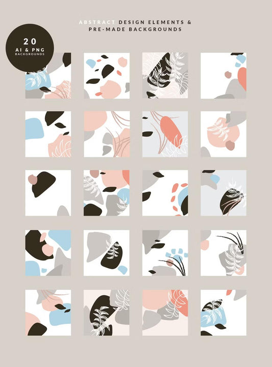 20 Abstract design elements & pre-made backgrounds