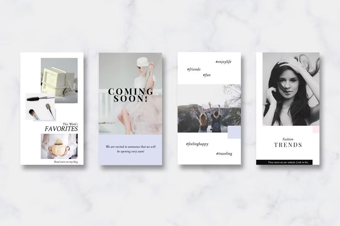 Share your Instagram journey with our animated pink and gold Instagram story templates