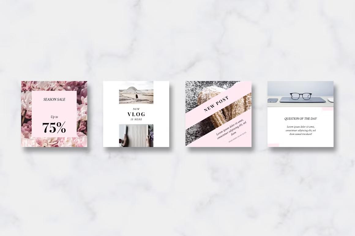Stand out with our stylish animated pink & gold Instagram post templates