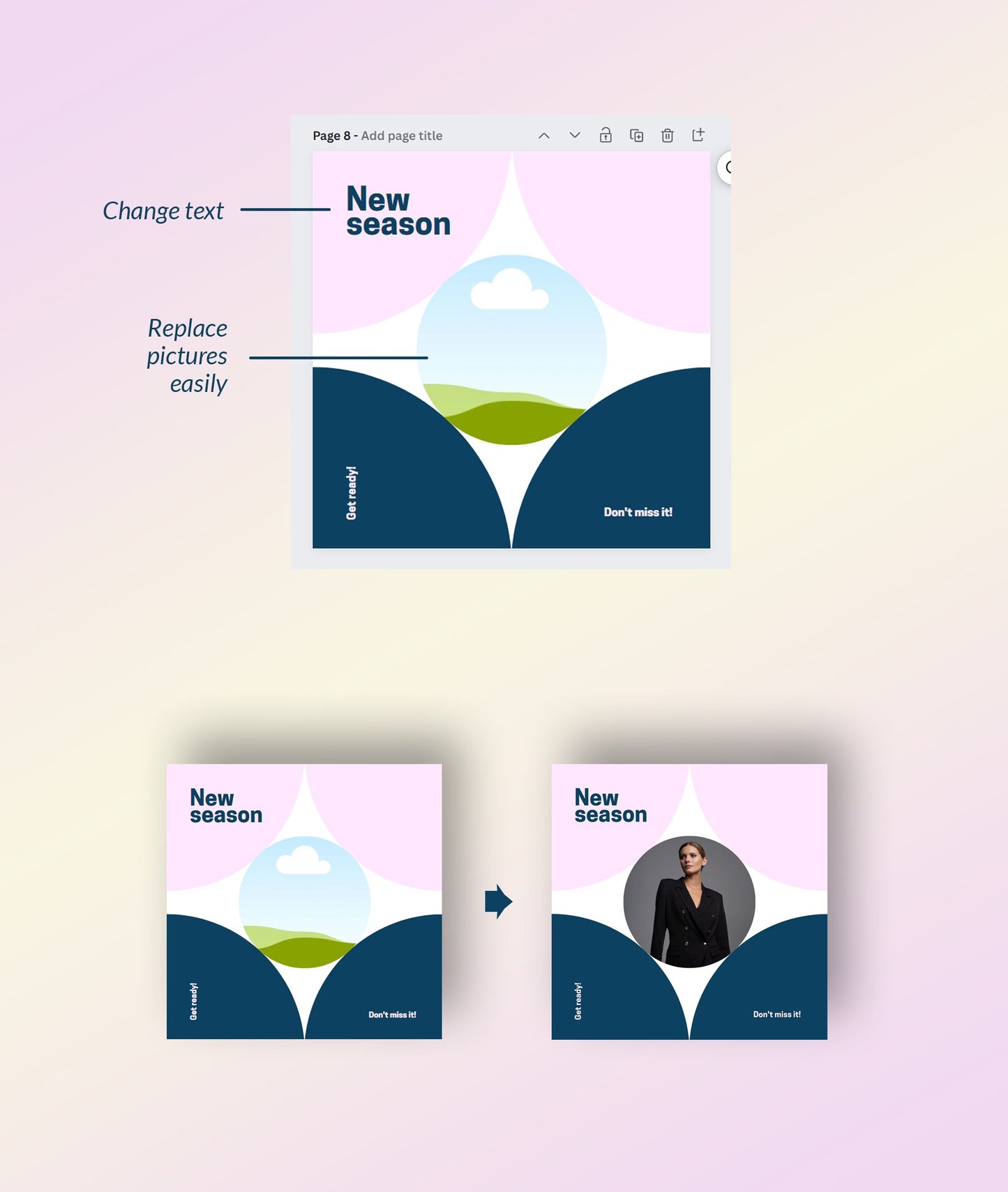 Personalize with ease: Geometric minimalist Instagram templates suitable for diverse websites