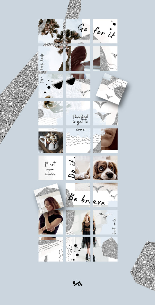 Canva Instagram puzzle template featuring modern style with glitter elements
