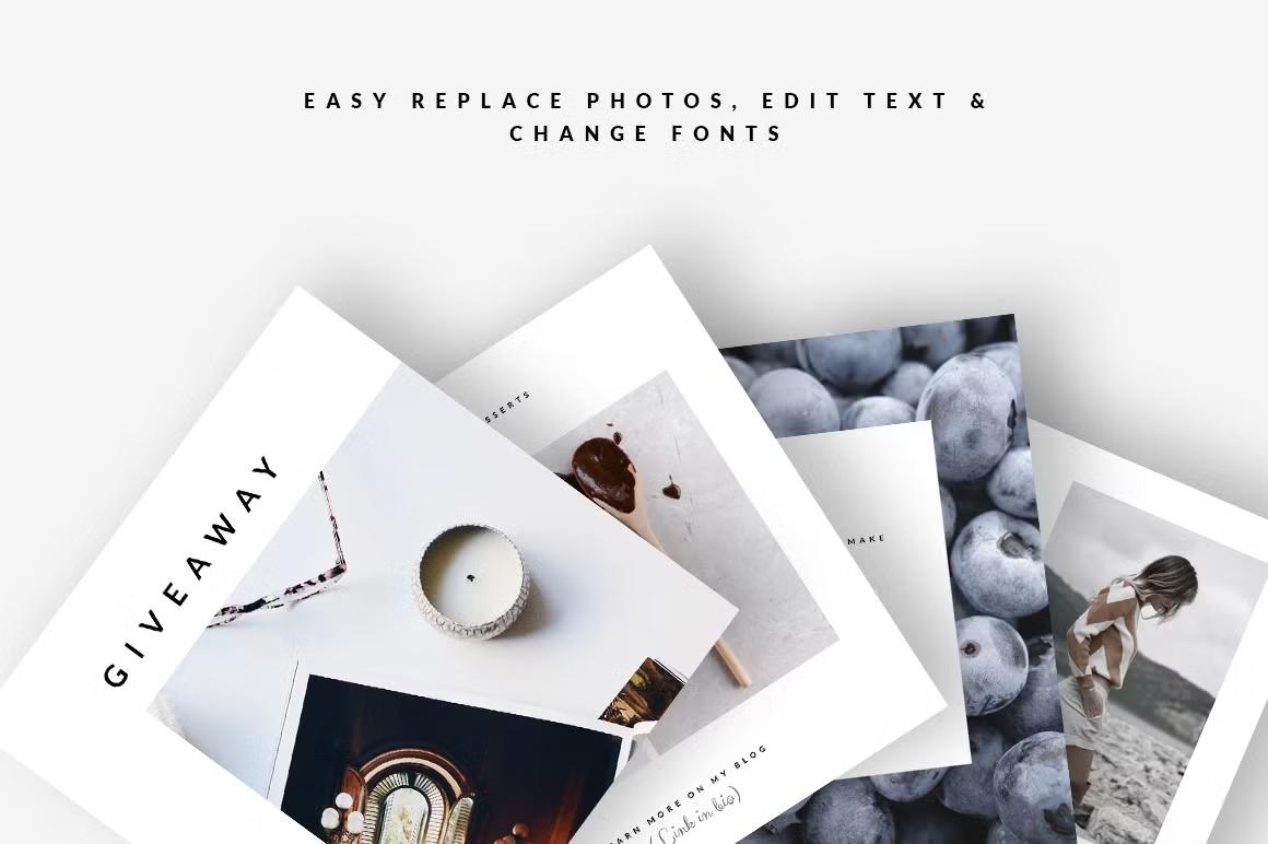 CANVA Instagram post templates - easy replace photos, edit text & change fonts