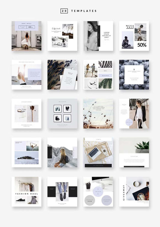 Minimal lifestyle Instagram post Canva templates compatible with Adobe Photoshop