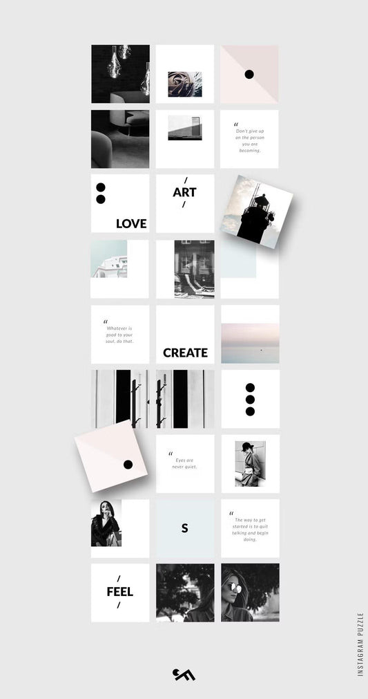 Minimalistic Instagram puzzle template featuring a sleek and modern design