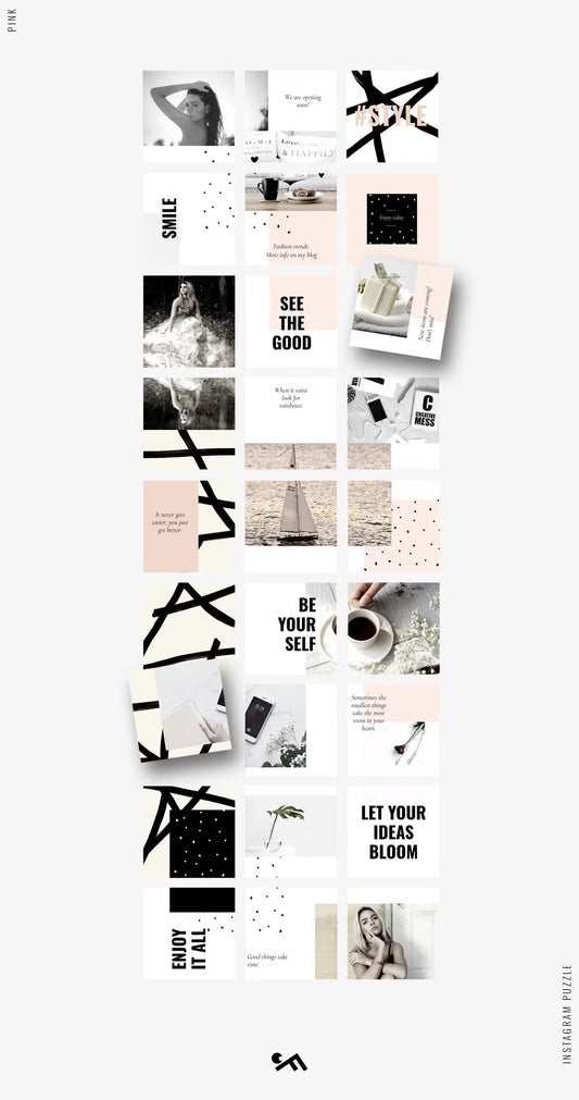 Creative pink Instagram puzzle grid layout