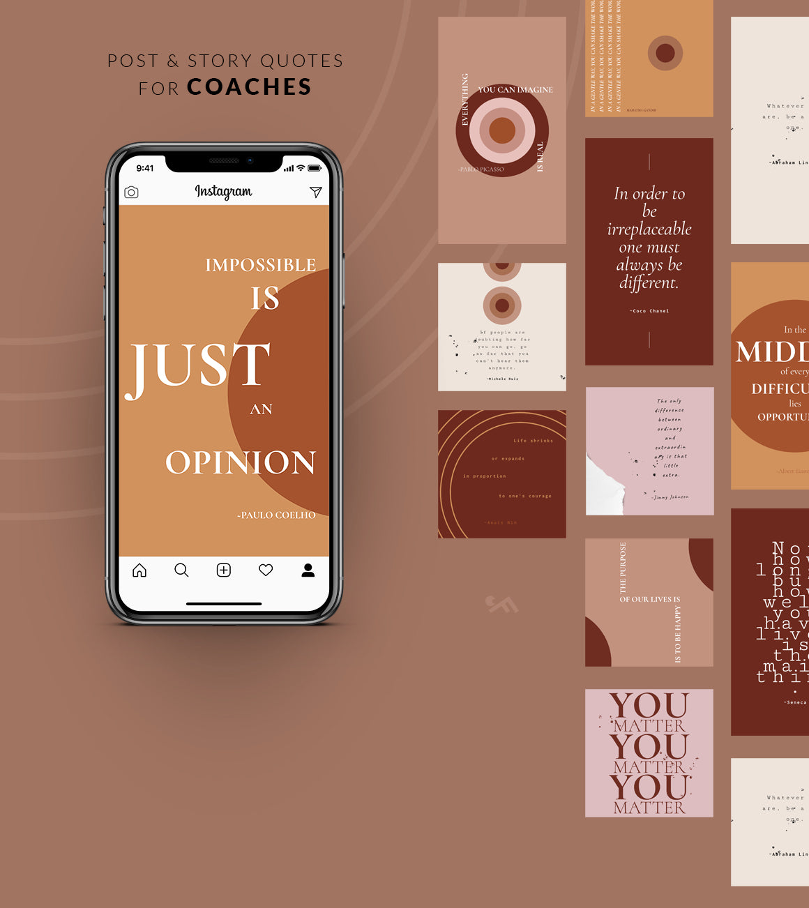Trendy Instagram Post and Story Quote templates for Coaches