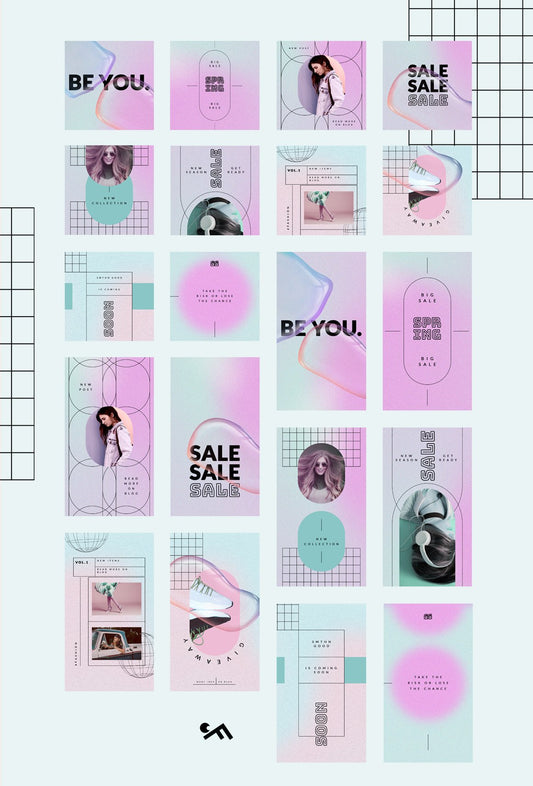 Versatile Instagram post and story templates for Adobe Photoshop suitable for various websites with customizable text, photos, and fonts