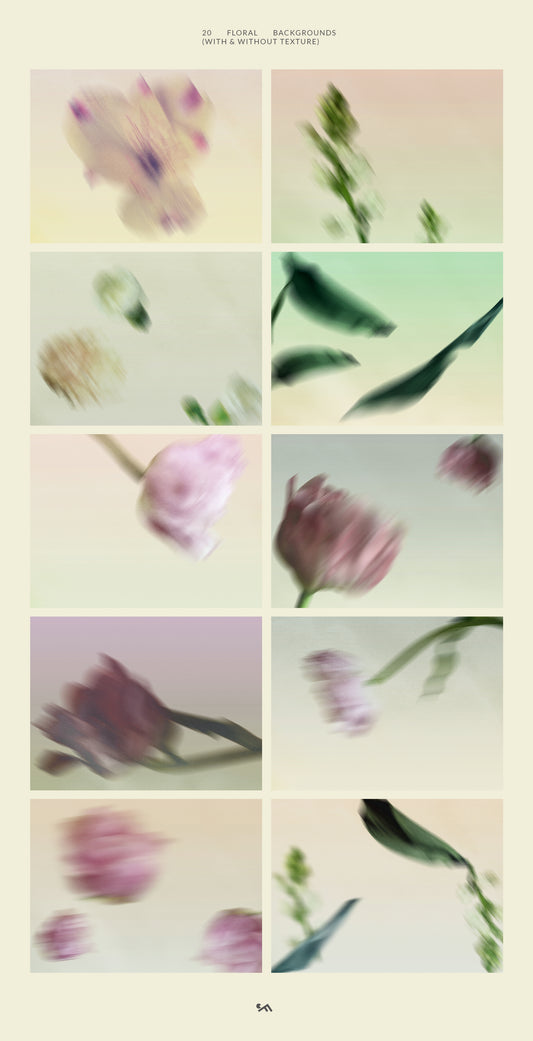 Modern blurred flower backgrounds with soft pastel gradient and subtle texture, high resolution JPG 7200x5400px