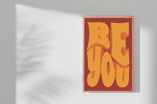 Vintage style motivational quote poster with orange and yellow 3D lettering