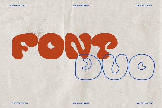 Vintage retro outline font duo - Vintous and Vintous Outline