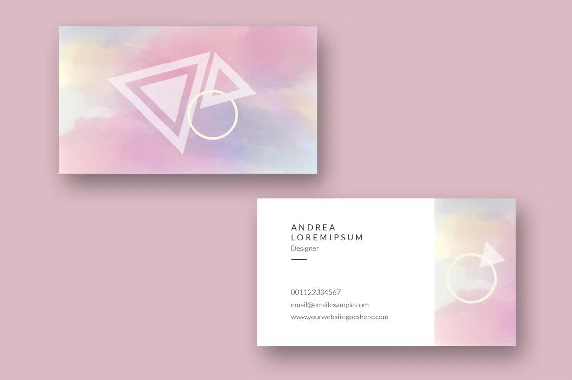 Pink watercolor business card template