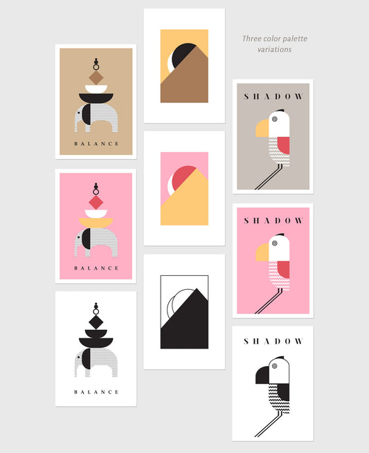 Set of geometric abstract illustrations posters - available for digital download