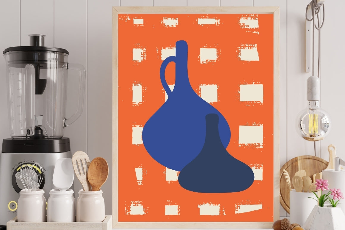 Printable orange and blue abstract decor