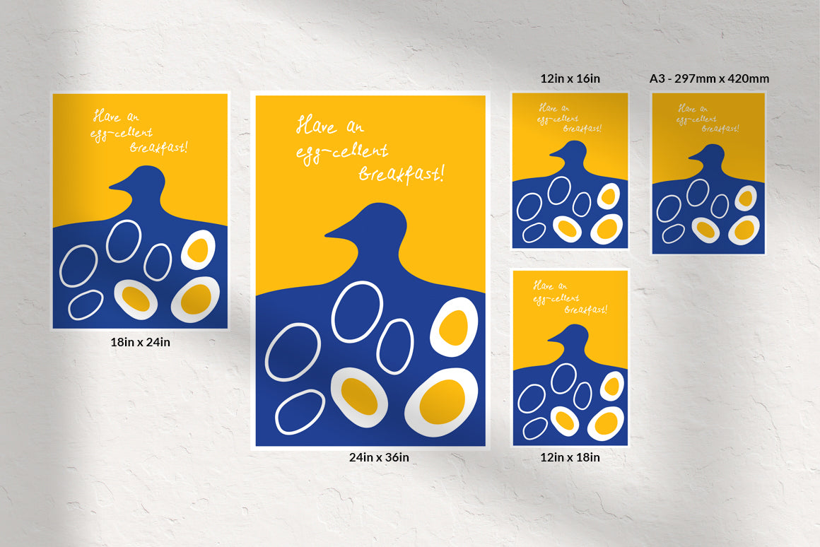 Set of hand drawn fun quote eggs posters in different sizes