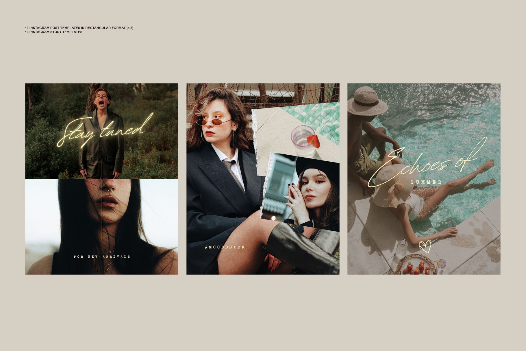 Modern Instagram rectangular (4:5) post templates with bold fonts and vibrant color blocks