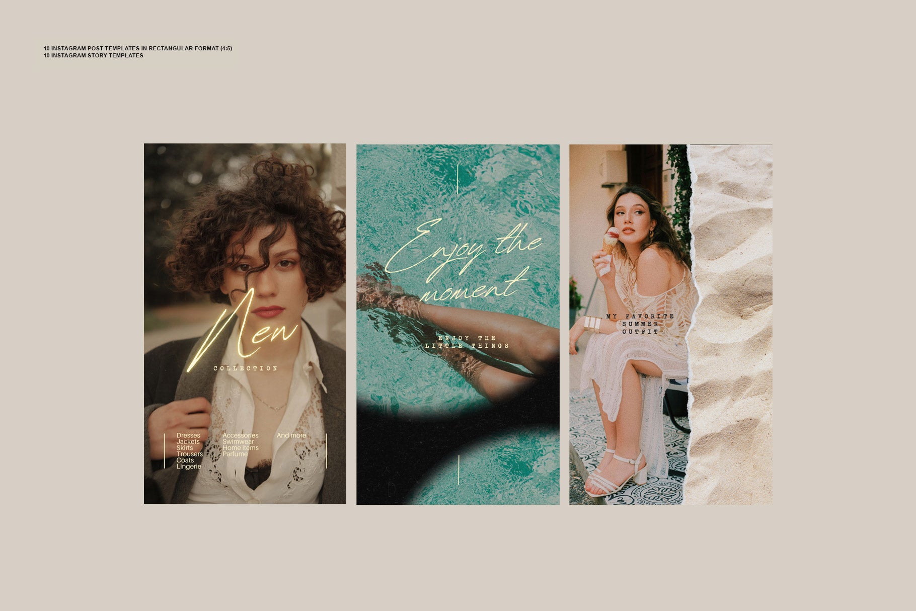 Geometric Instagram story templates with strong patterns and monochrome backgrounds