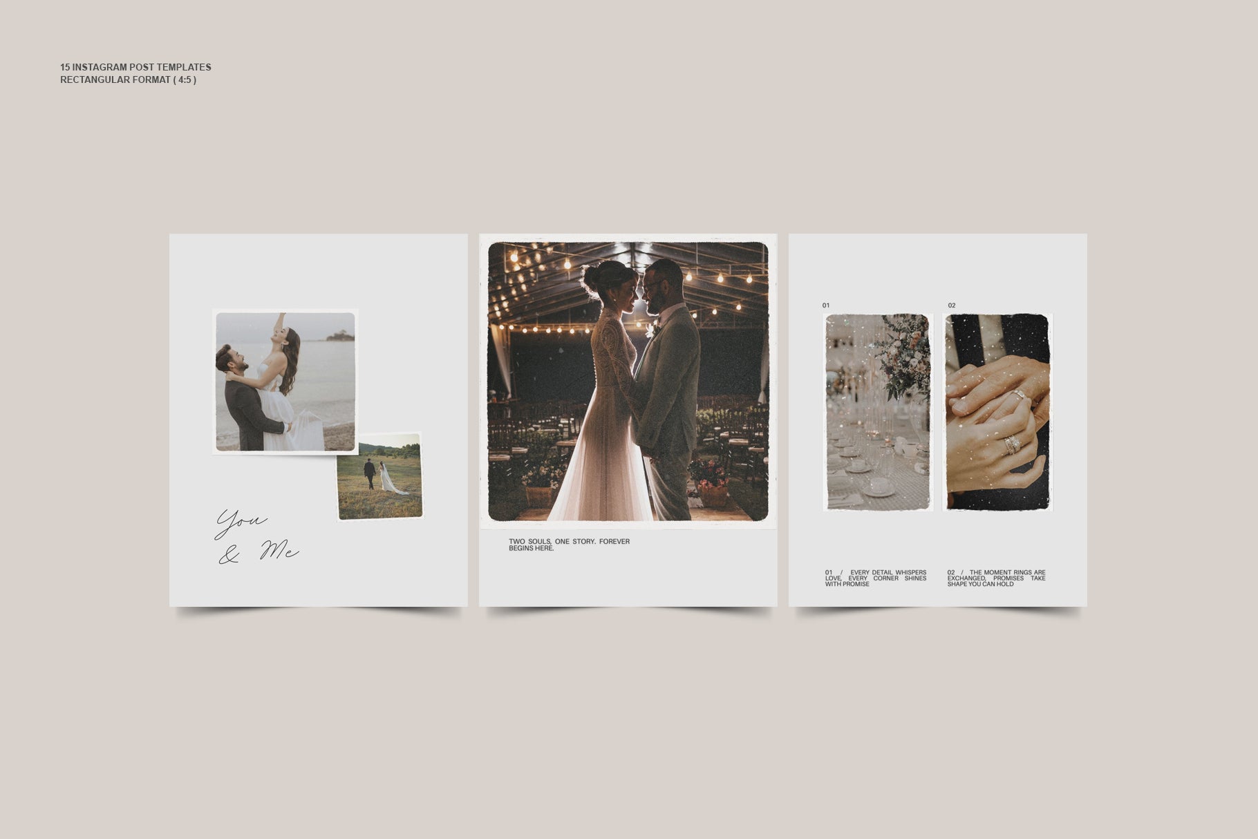 Simple and stylish Instagram template for weddings, editable in Canva