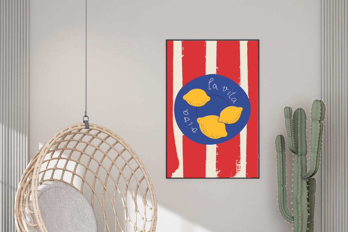 Handwritten lemon art print with Italian summer vibe