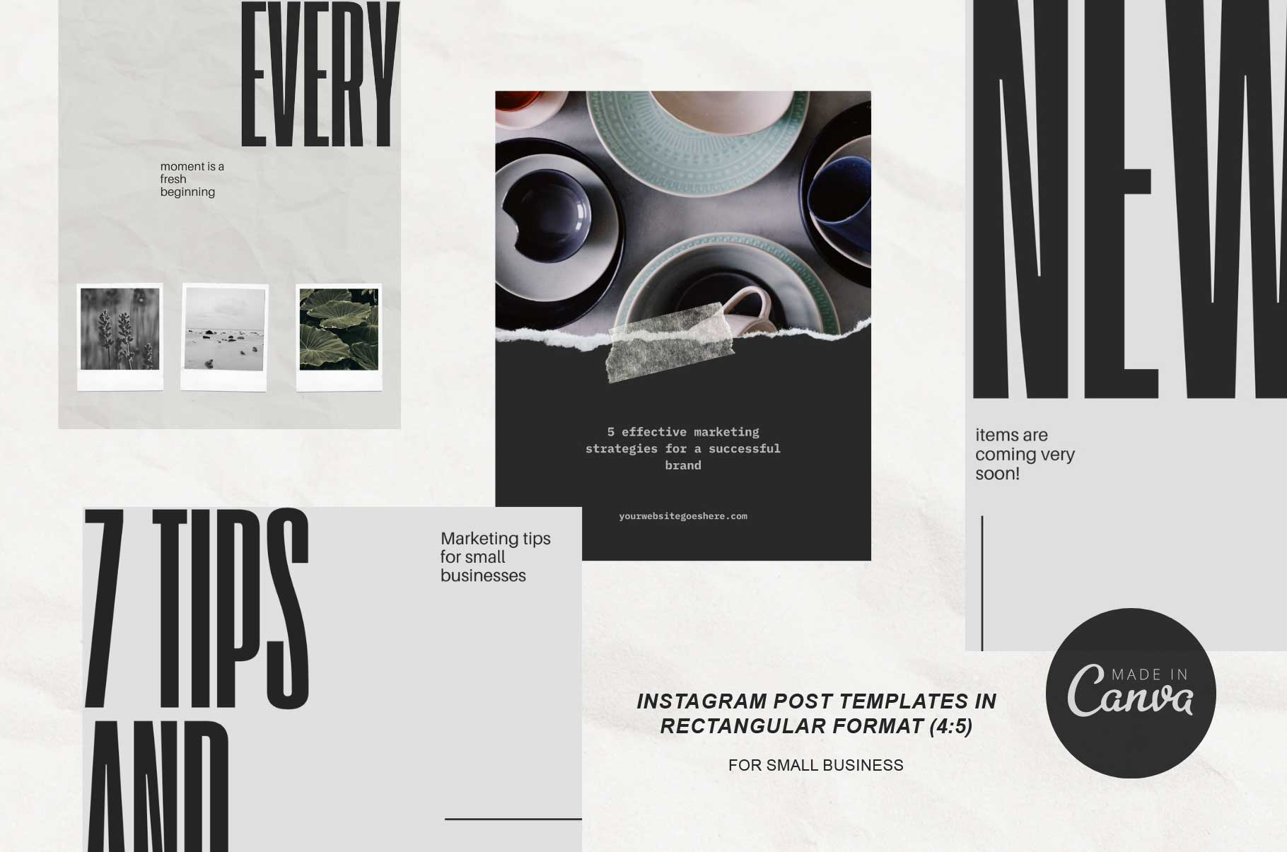 Instagram Rectangle Format (4:5) Posts for Canva - Small Business