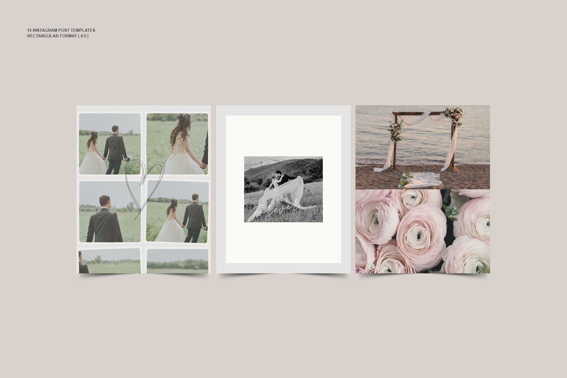 Luxury wedding Canva Instagram post 4:5 vertical templates for boutique owners