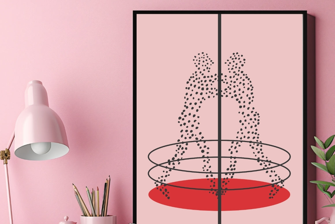 Japandi style abstract poster with clean lines and balance