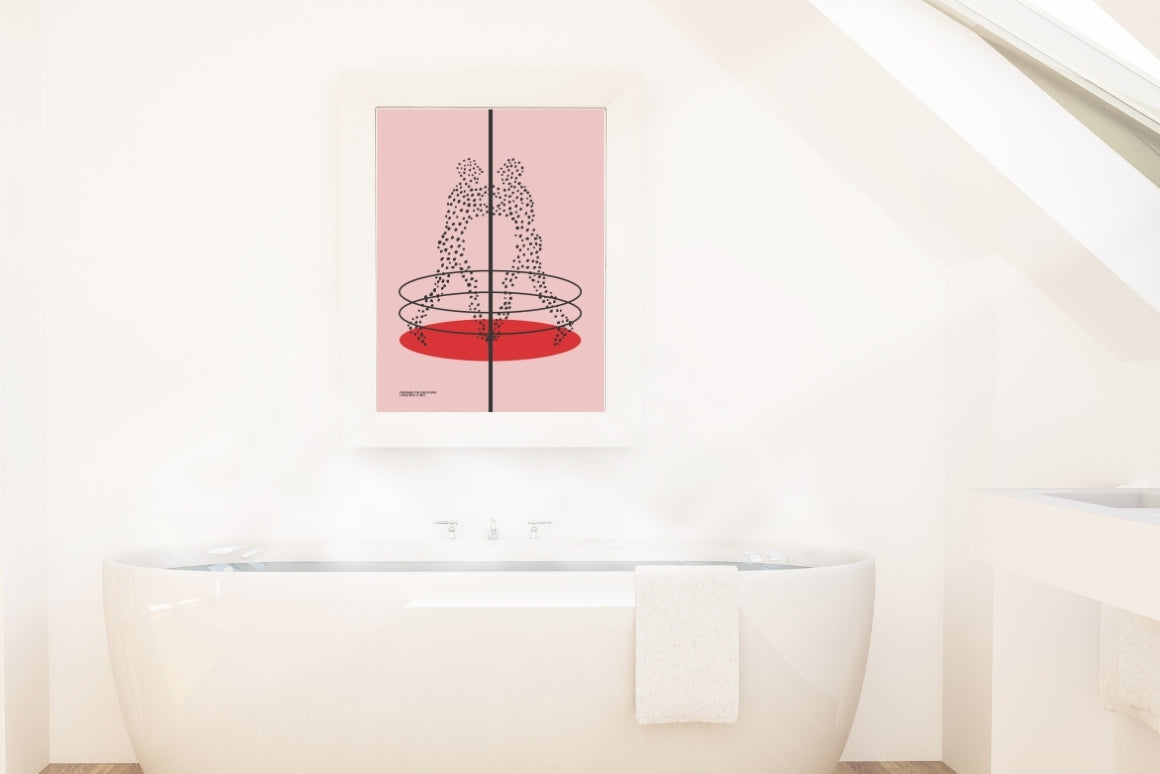 Japanese minimalism inspired line art poster with two figures