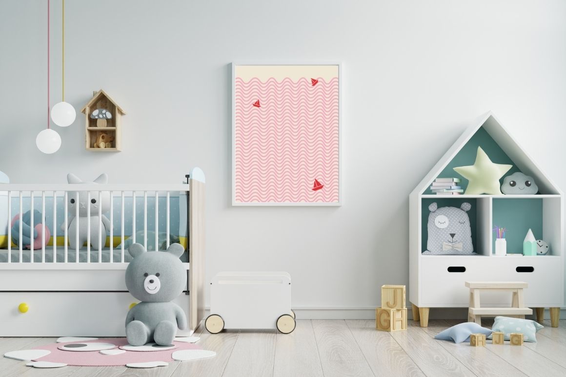 Pink waves and sailboats poster adding balance and tranquility