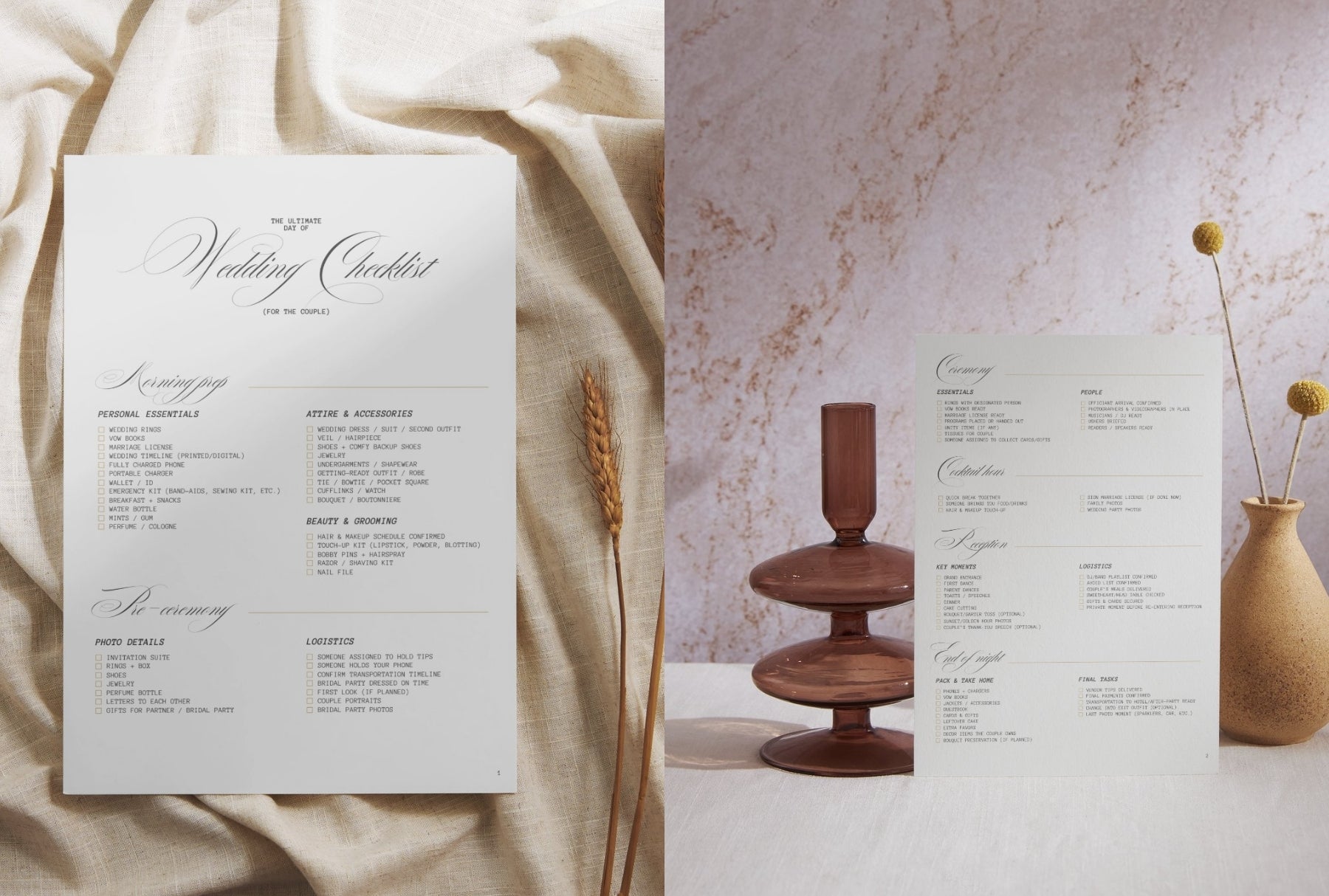 Editable wedding checklist for brides and grooms