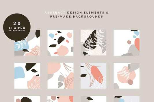 Abstract design elements and pre-made backgrounds for versatile creativity