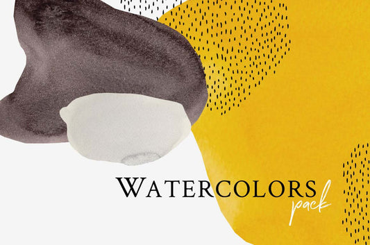 Abstract watercolor earthy backgrounds and shapes with yellow