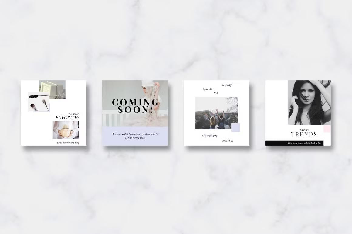 Share your Instagram journey with our animated pink and gold Instagram post templates
