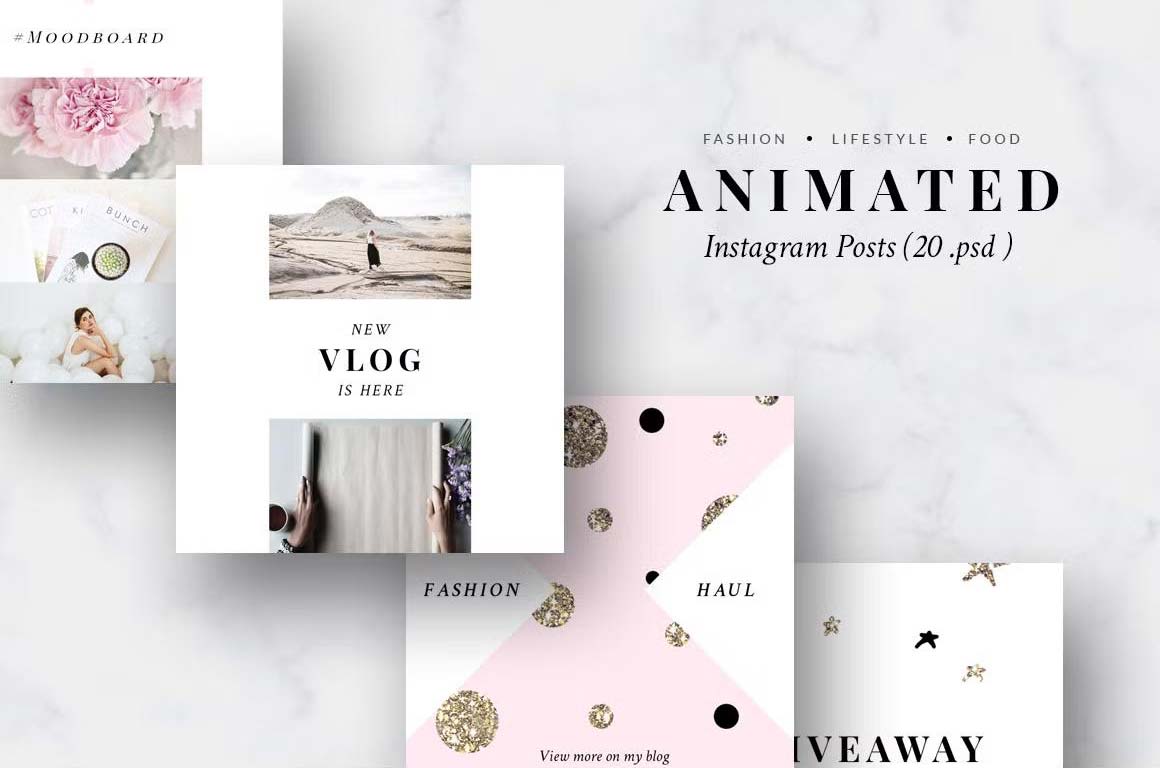 ANIMATED Instagram Posts - Pink & Gold