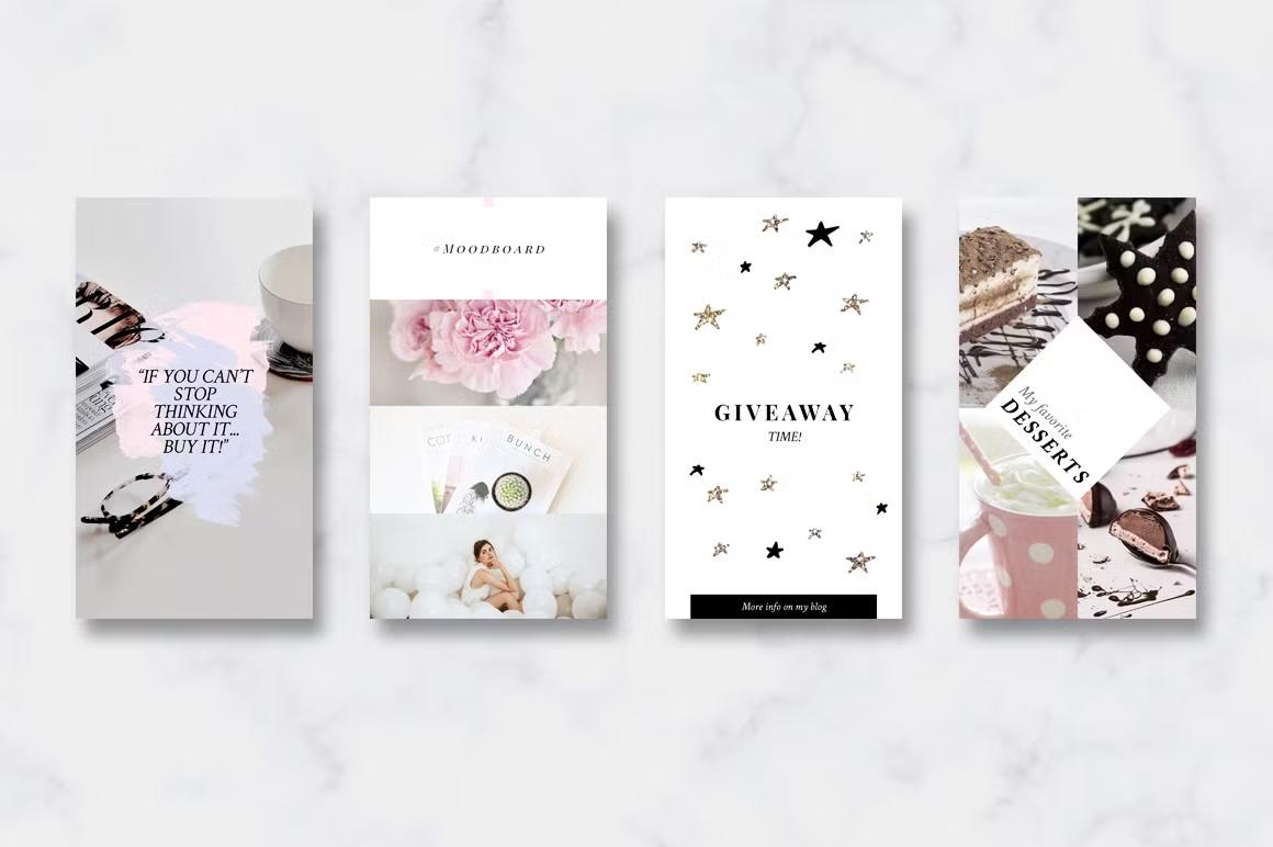 Share your minimal style with our stylish animated pink & gold Instagram story templates