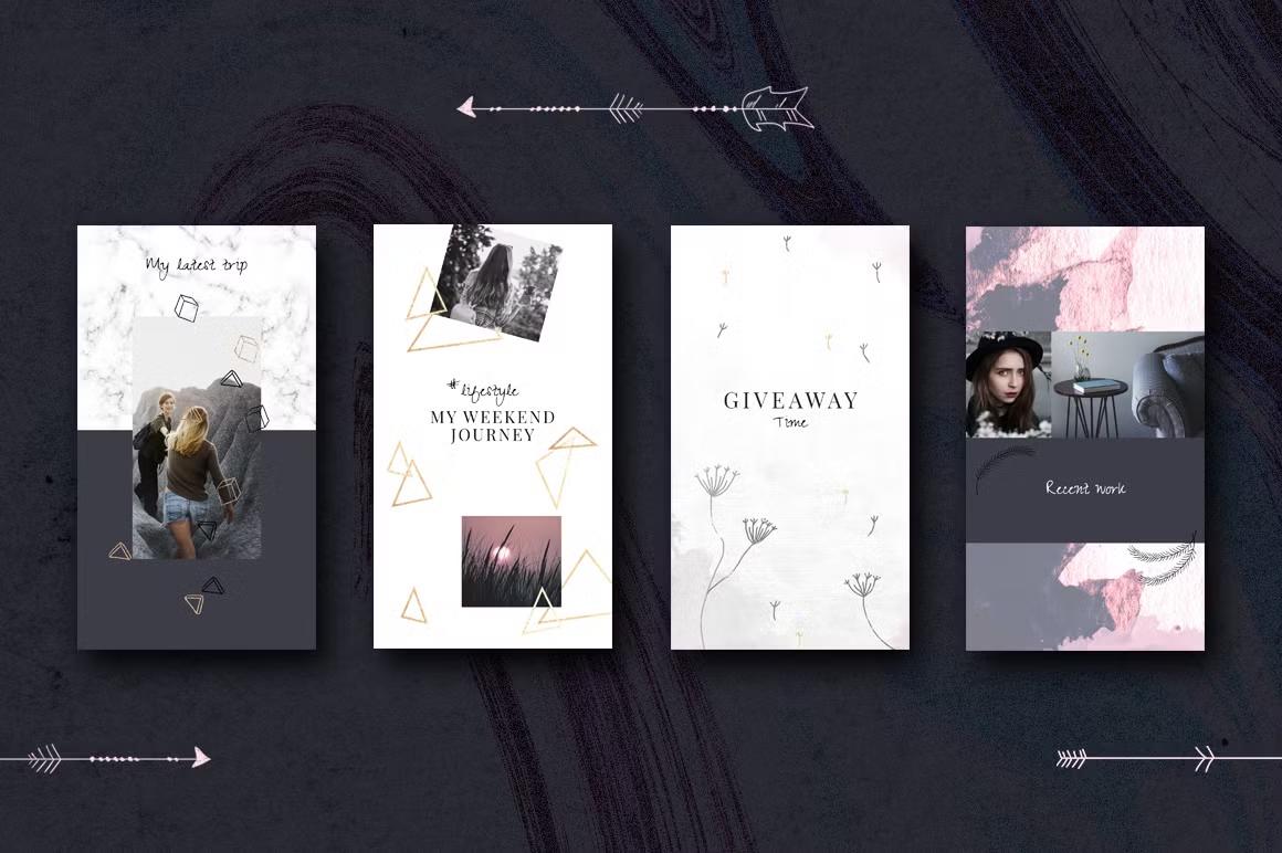 Animated Boho Chic Instagram story templates for a stylish feed