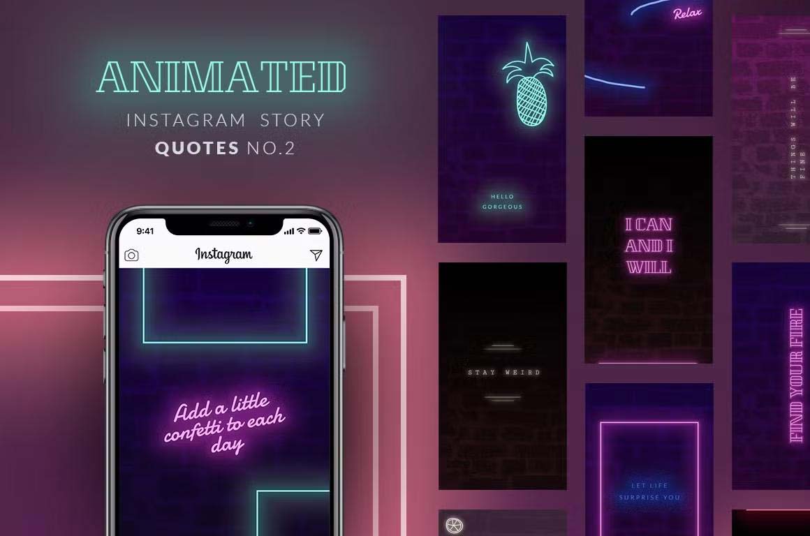 ANIMATED Instagram Story Quotes - Neon