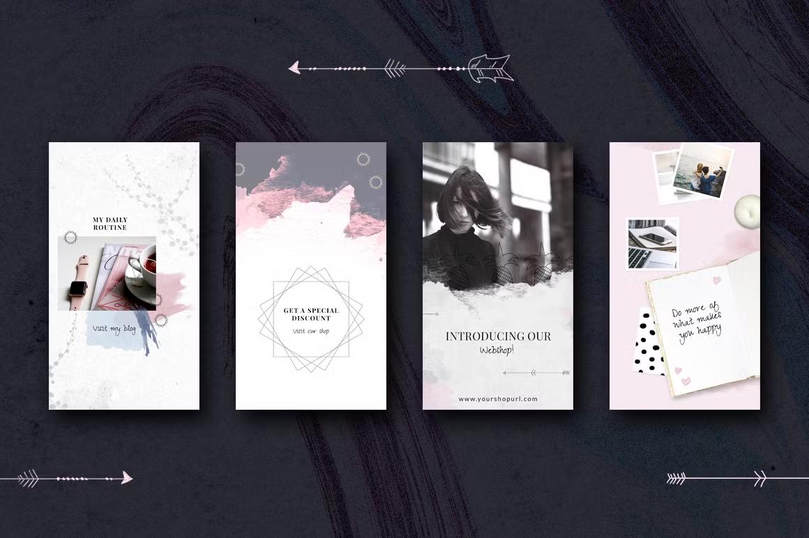 Animated Instagram story templates - Boho chic - ideal for fashion, lifestyle and travelling bloggers, boutiques' owners, photographers