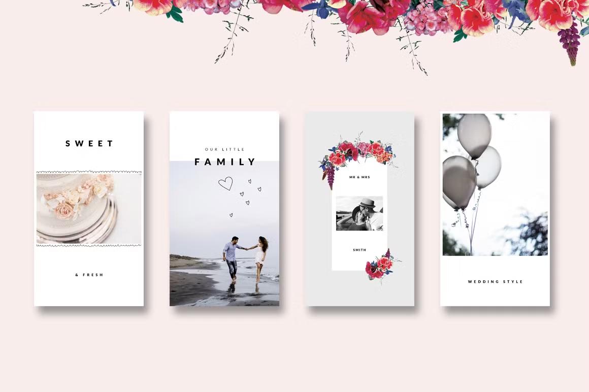 Animated Instagram stories in wedding style to capture your love journey