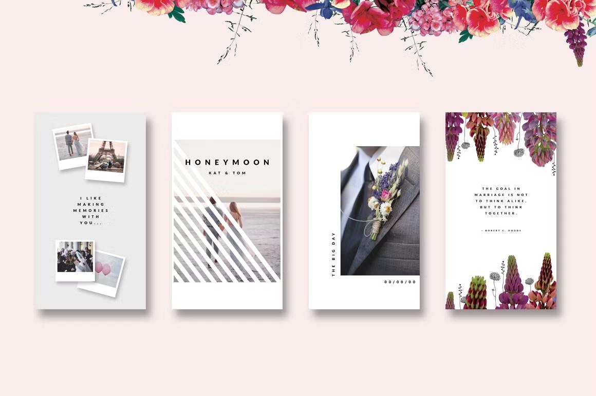 Bring in more followers with our animated Instagram story templates in wedding style