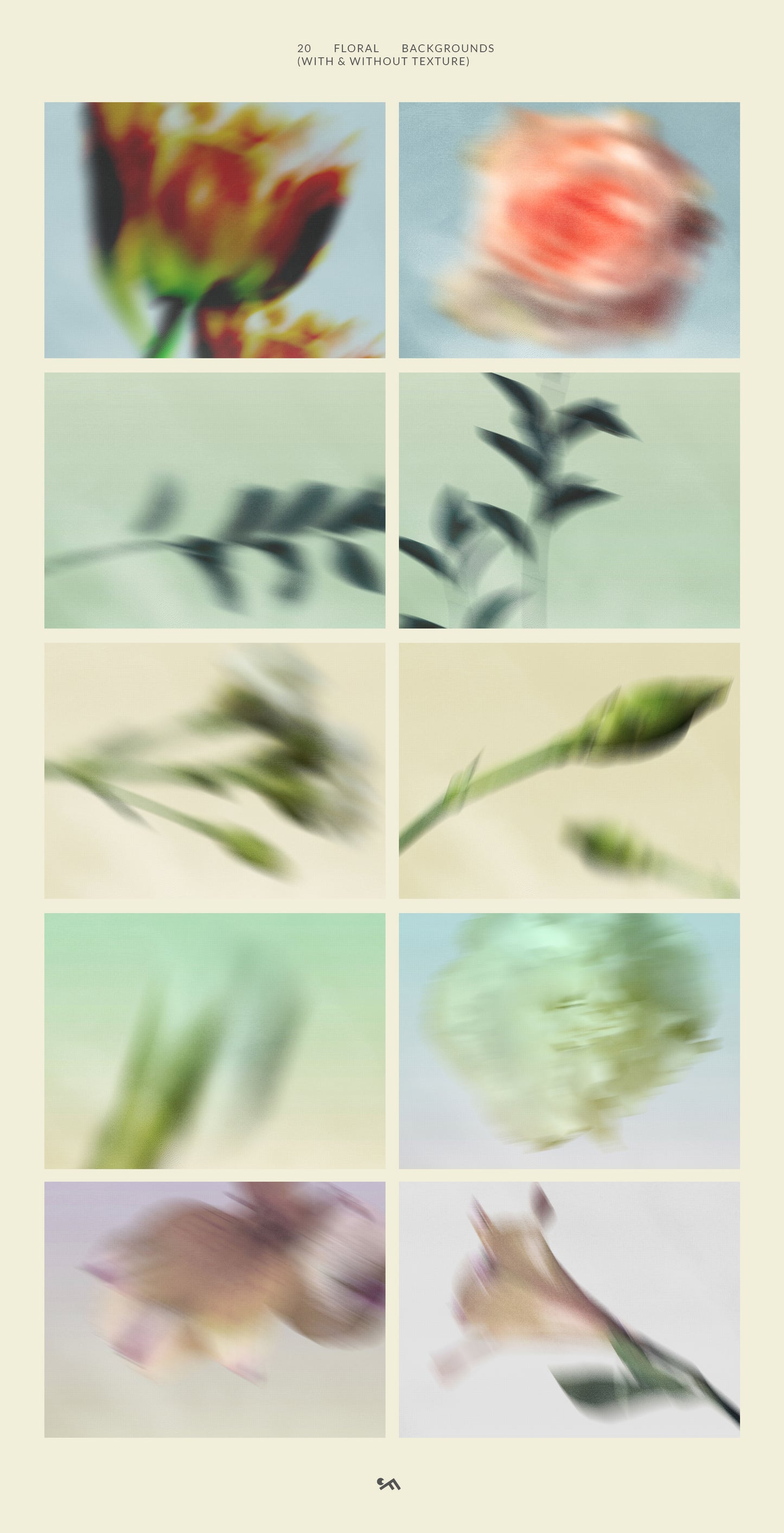 Blurred flower backgrounds with soft pastel gradient and subtle texture, high resolution JPG 7200x5400px