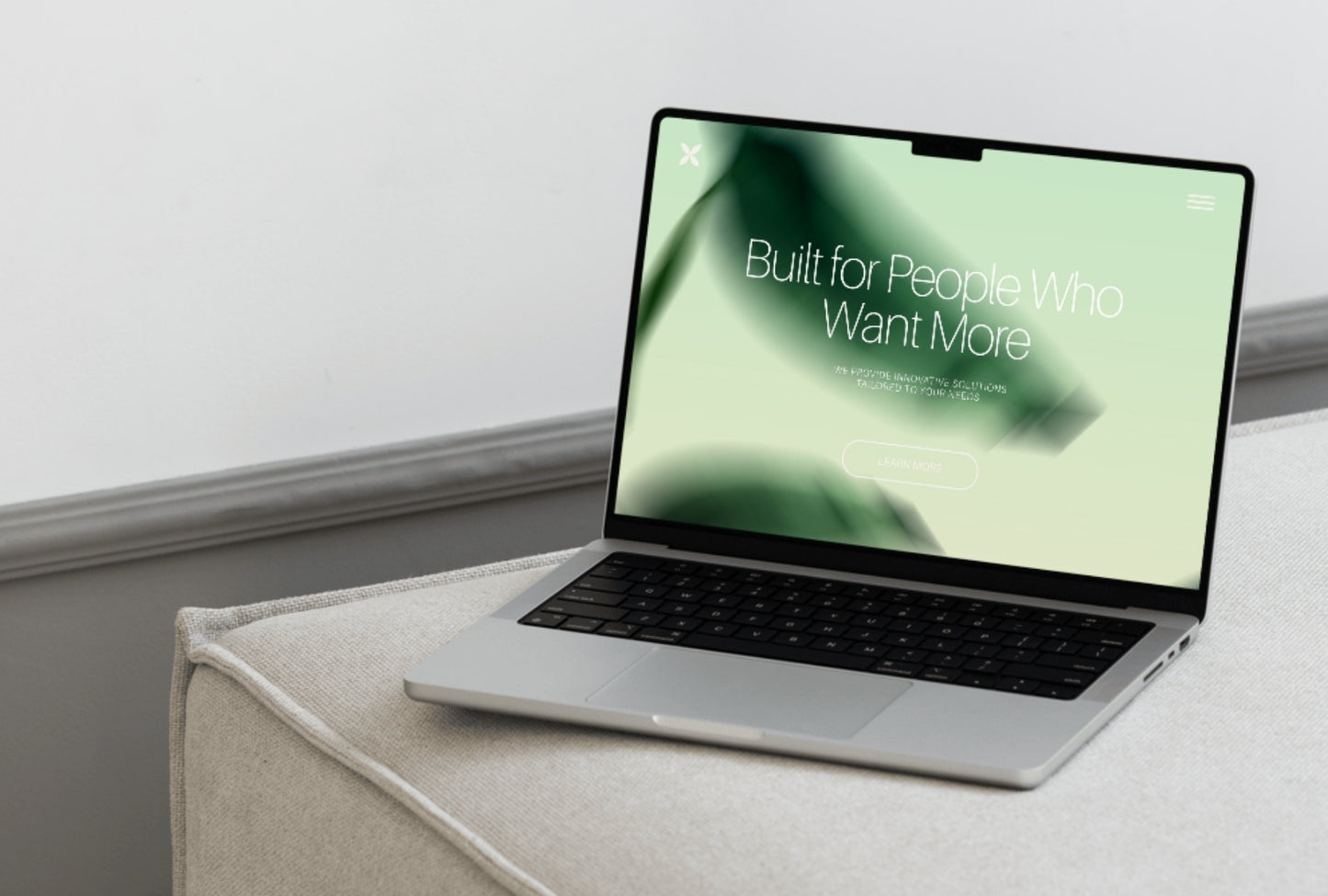 Modern website mockup featuring blurred floral pastel gradient background for branding and design use 