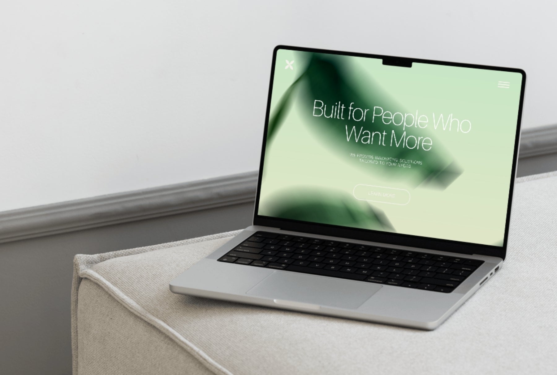 Modern website mockup featuring blurred floral pastel gradient background for branding and design use 