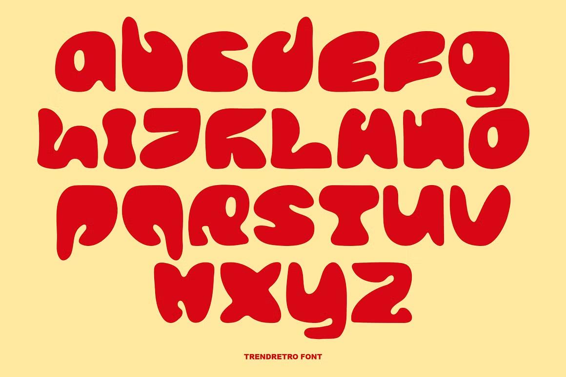 Trendretro font's uppercase characters