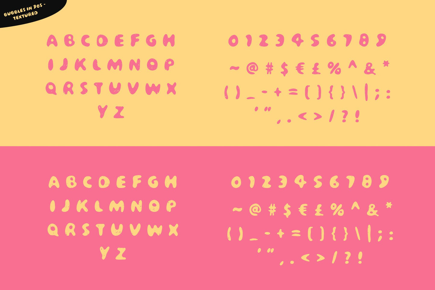 Textured Font version 'Bubbles in 90s TXR'