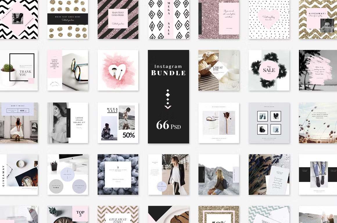 Instagram post templates' BUNDLE - Lifestyle & Fashion