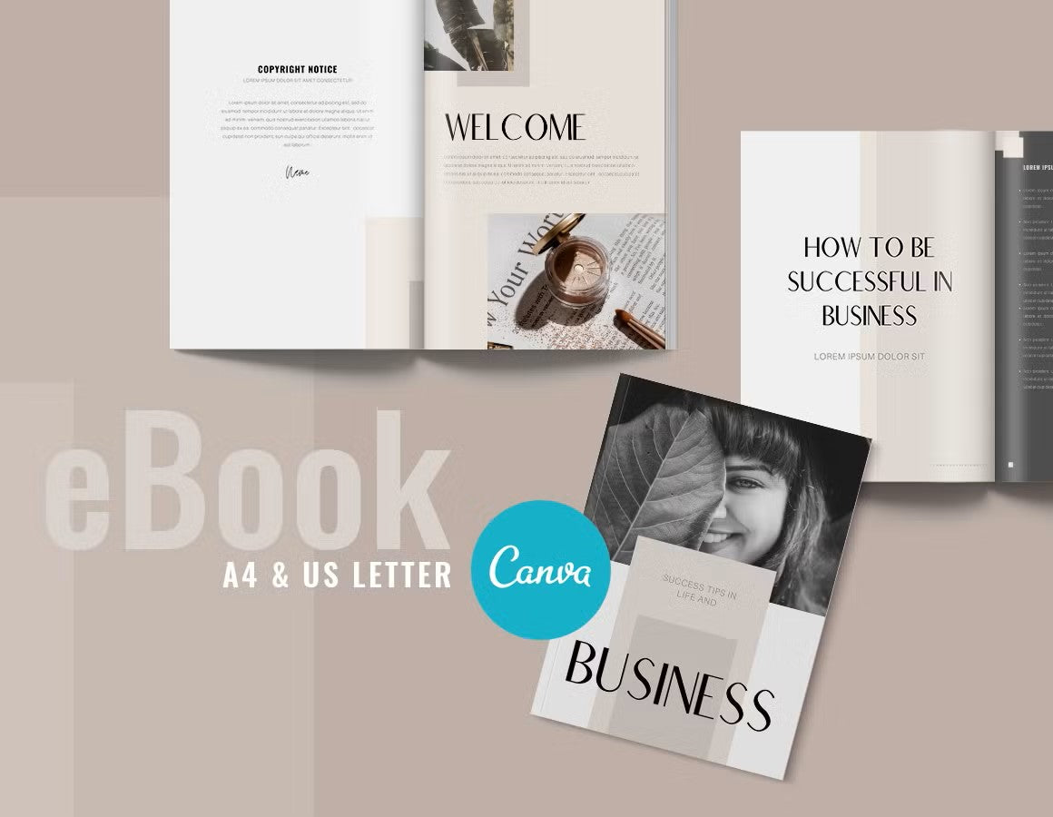 Includes Canva eBook minimal and classy template for bloggers and various businesses 