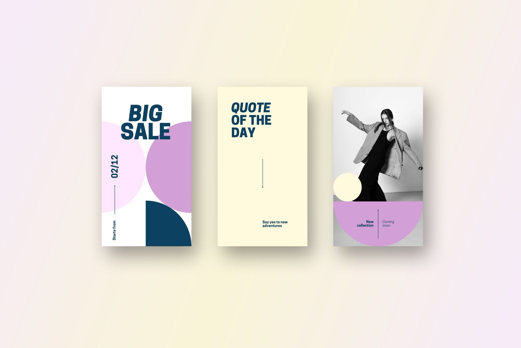 Versatile Instagram story templates with geometrical shapes for boutiques' owners, photographers, and musicians