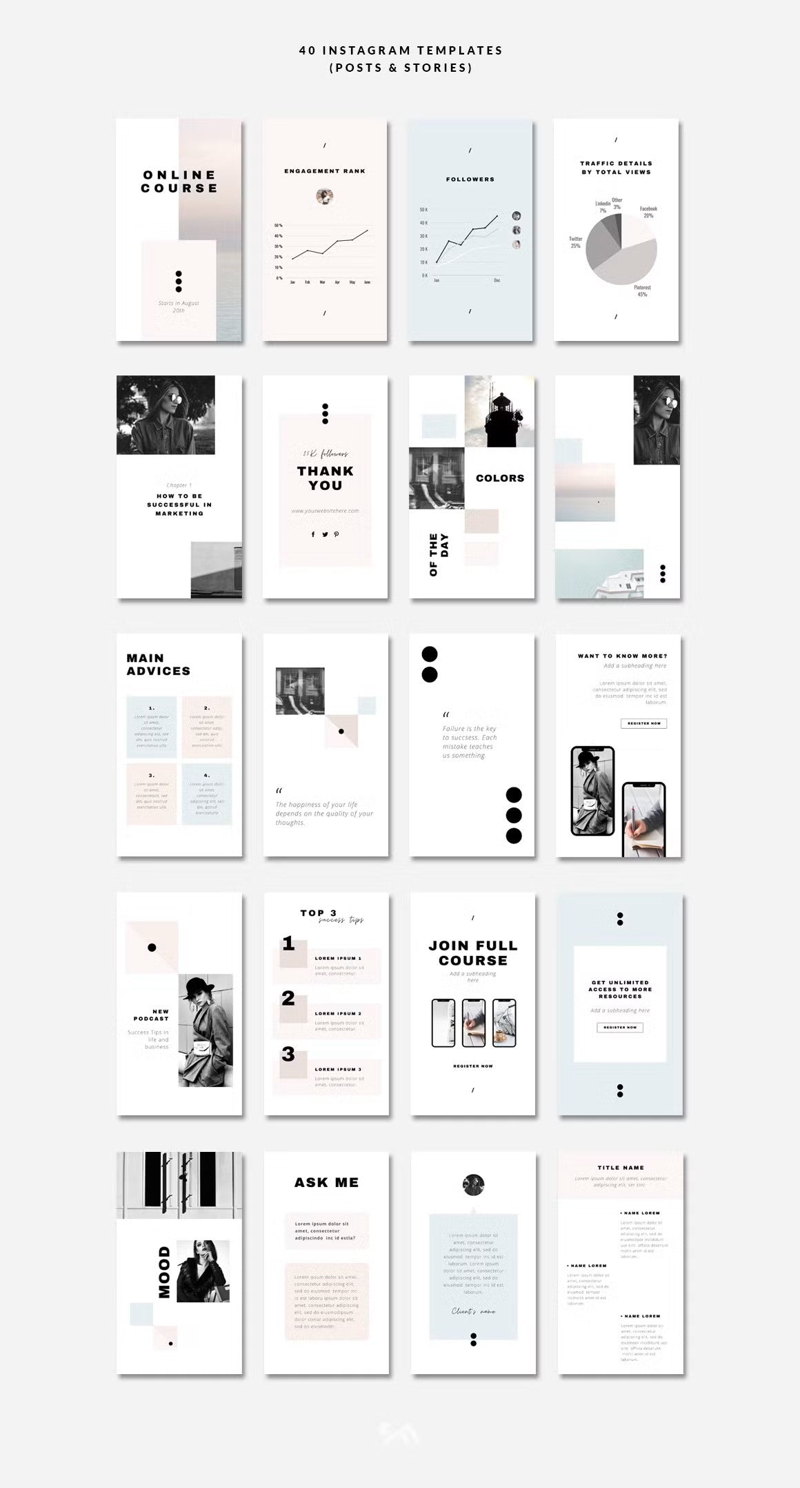 20 customizable Canva Instagram story templates for couch course creators