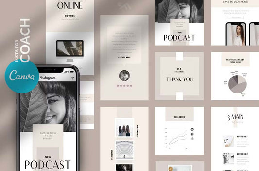 Canva Instagram post and story templates for coaches course creators marketing